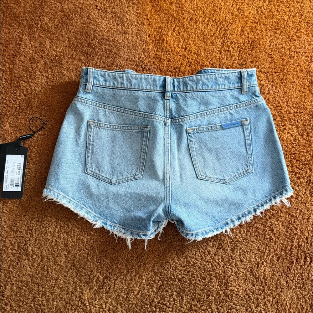 Dolce & Gabbana Light Wash Denim Mini Shorts 42 M New Tags Present